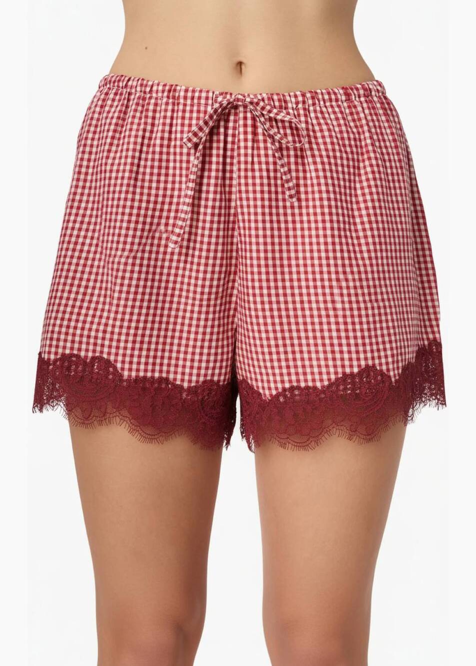 NEW CAMI NYC cassandra mid rise silk cotton short in berry gingham